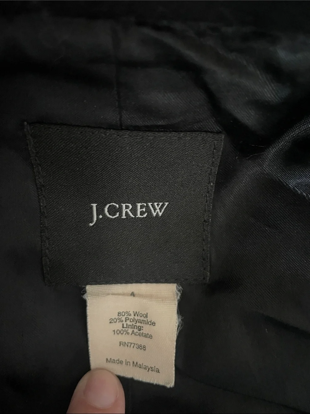 J. Crew Women’s Wool Blend Black Double Breasted Classic Peacoat Jacket